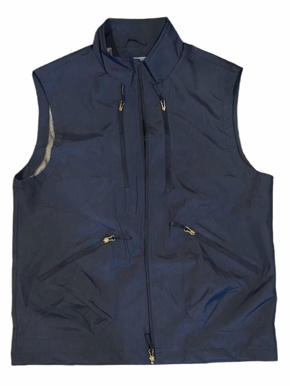 Outdoor Men's Multi-Pocket Mesh Lined Travel Fishing Vest Navy Blue Size L